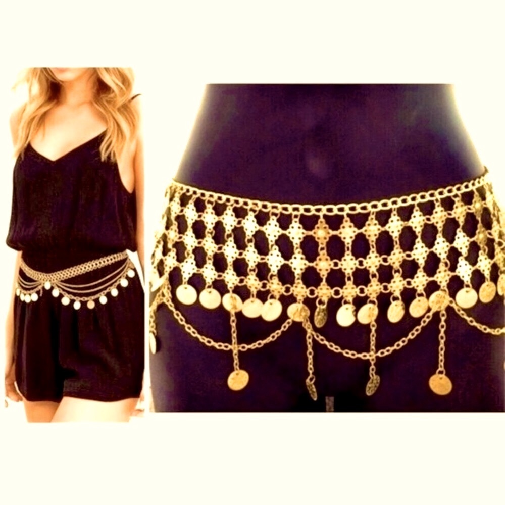 La Boheme Gold Coin Chain Festival Boho Hip Belt